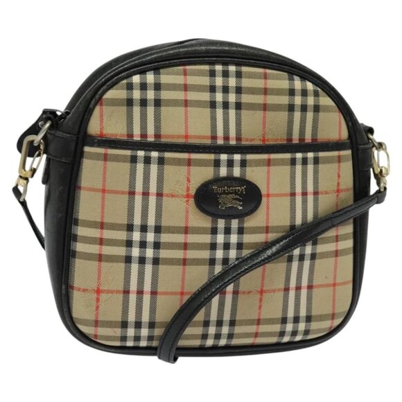 Burberrys Nova Check Shoulder Bag Canvas Beige Gold Authentic - Picture 1 of 13